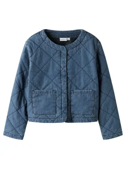 Juliette Quilt Denimjakke, Dark Blue Denim, 164 cm