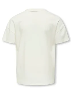 Kate Life O-Neck Pearl T-shirt, Cloud Dancer Bow, 134-140 cm