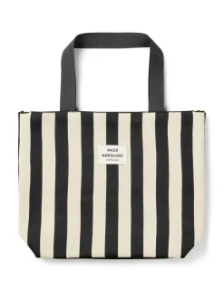 Knit Stripe Tote Bag, Black