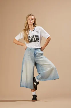 La Brea Lange Denimshorts, Light Blue Denim, S