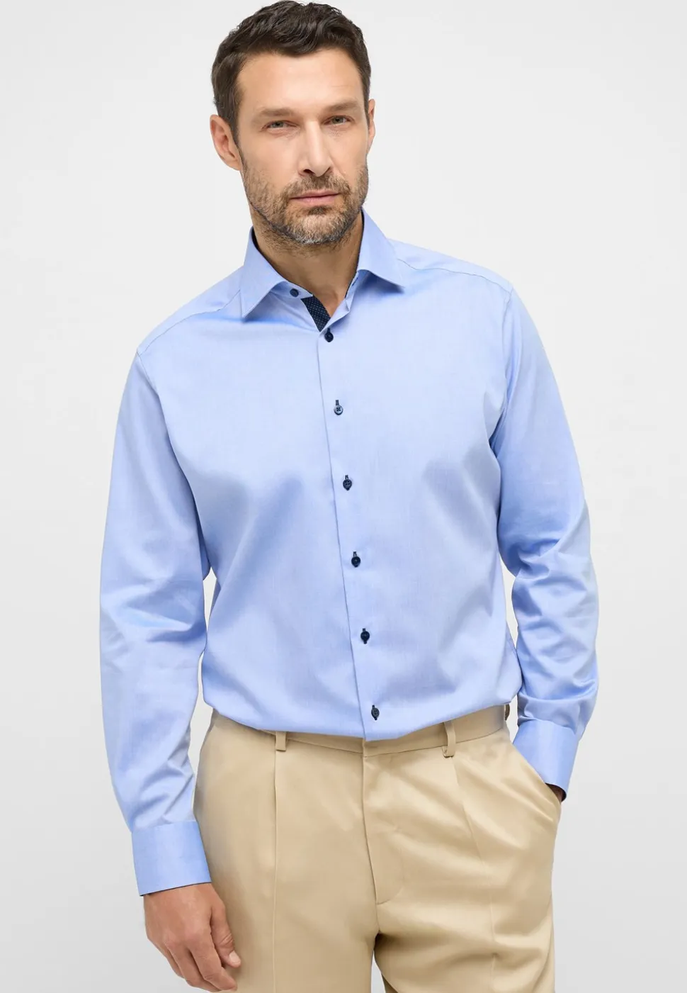 Langærmet Modern Fit Skjorte, Blå, 44