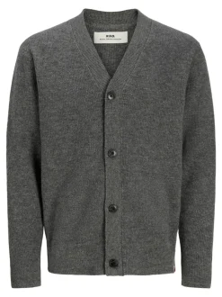 Larry Knit Cardigan, Grey Melange, L