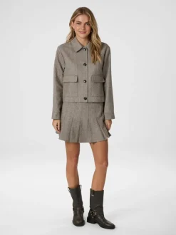 Laurina Herringbone Nederdel, Dusty Brown, 36