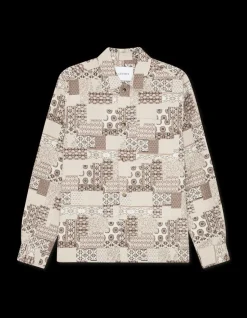 Layton Patchwork Jacquard Overshirt, Light Sand, XL