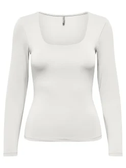 Lea Langærmet T-shirt, Hvid, XS