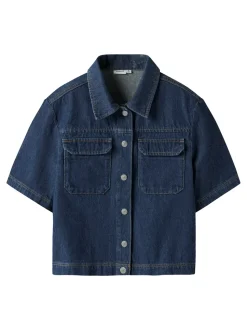 Lea Oversize Denimskjorte, Dark Blue Denim, 152 cm