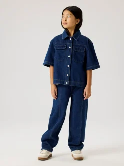 Lea Oversize Denimskjorte, Dark Blue Denim, 152 cm