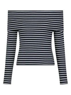 Lessy Stripe Bluse, Dark Navy, 40