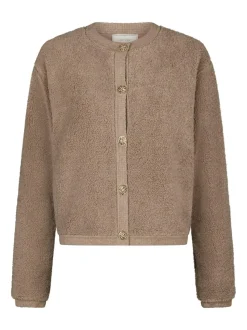 Limo Fluffy Knit Cardigan, Dark Sand, 42