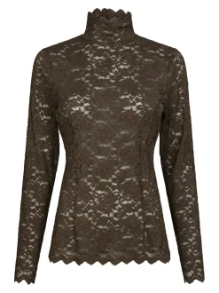 Liza Laceflower Bluse, Chocolate Brown, 36