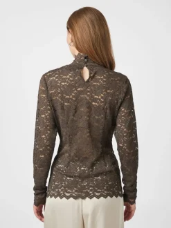 Liza Laceflower Bluse, Chocolate Brown, 36