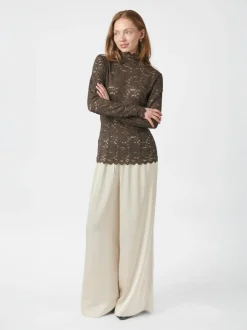 Liza Laceflower Bluse, Chocolate Brown, 36