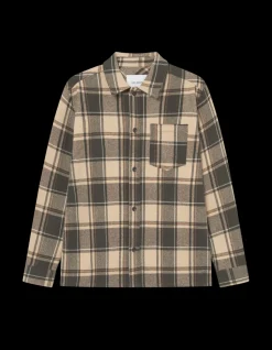 Loan Check Twill Overshirt, Irish Cream, S