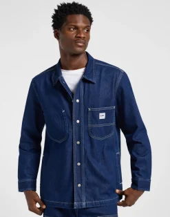 Loose Workwear Overshirt, Blue, XL