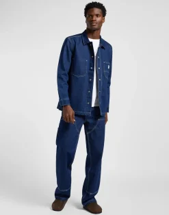 Loose Workwear Overshirt, Blue, XL