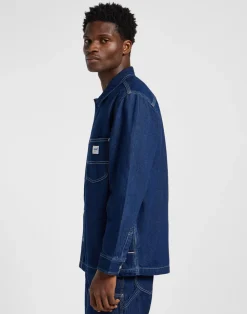 Loose Workwear Overshirt, Blue, XL