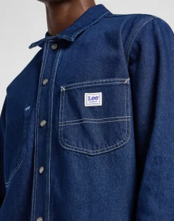 Loose Workwear Overshirt, Blue, XL