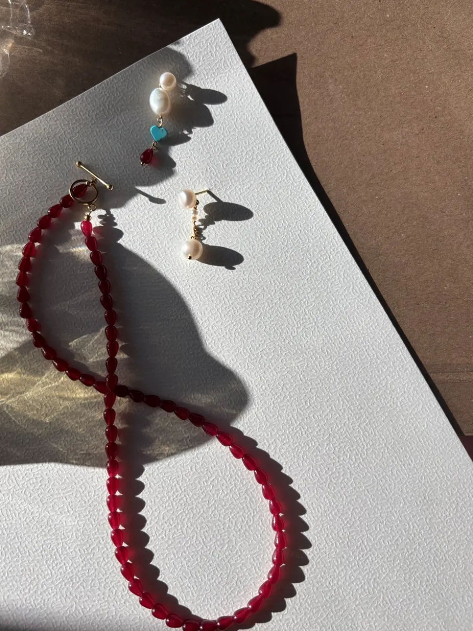 Love Drop Halskæde, Burgundy, 45 cm