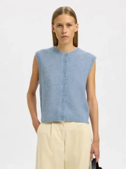 Lulu Button Vest, Cashmere Blue, S