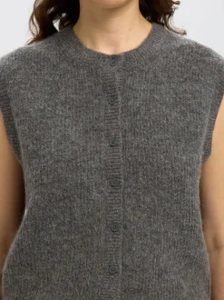 Lulu Button Vest, Medium Grey Melange, XS
