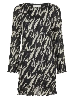 Luni Distressed Zebra Kjole, Black, 38