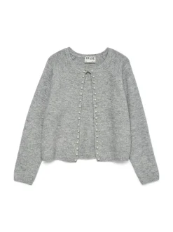 Magalene Pearl Cardigan, Medium Grey Melange, XS