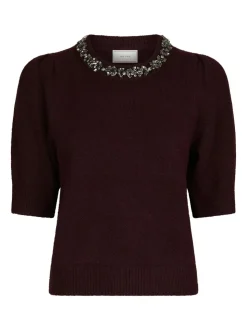 Maia Stone Knit Bluse, Wine, 38