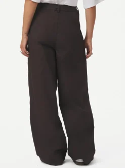 Malba Poplin Bukser, Dark Brown, 36