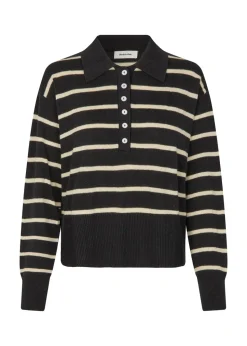 MalvaMD Stripe Polo, Black Summersand Stripe, M