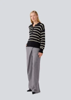 MalvaMD Stripe Polo, Black Summersand Stripe, M