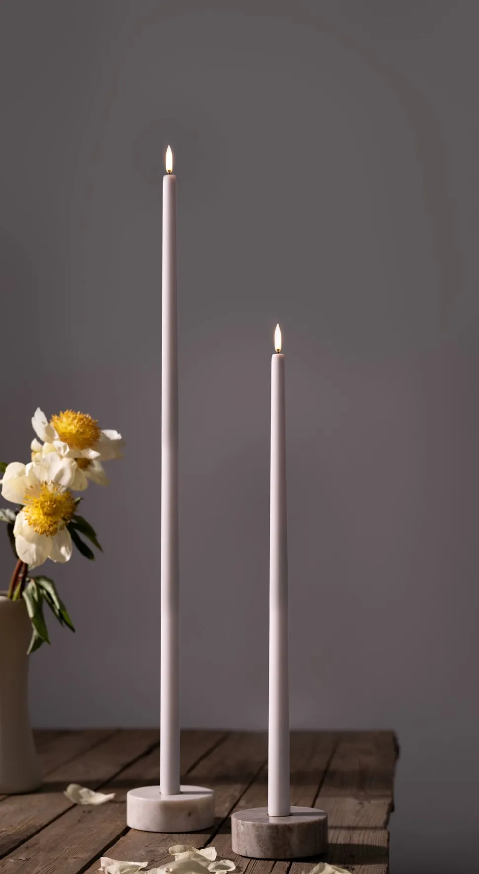 Marble Round Lysestage, Desert Beige