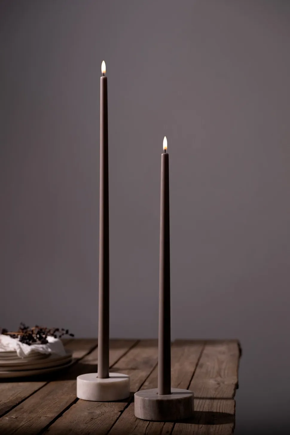 Marble Round Lysestage, Desert Beige