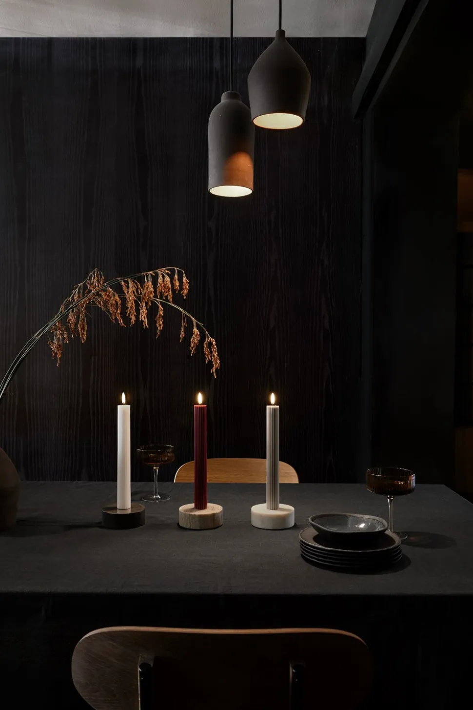 Marble Round Lysestage, Desert Beige