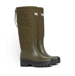 Marnie Quilted Tall Welly Gummistøvler, Olive/Black, 40