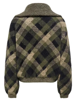 Maroon Zip Collar Cardigan, Forest Night, XL