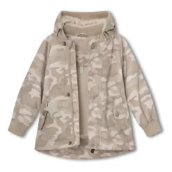 MATWally Fleeceforet Printet Forårsjakke, Sand Camo, 110 cm