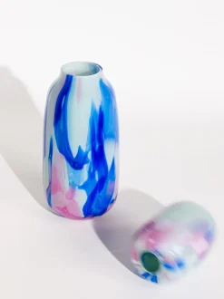 Meadows Vase, Scandi Mint With Blue Rose