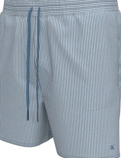Medium Drawstring Seersucker Badeshorts, Liberty Blue/White, XXL