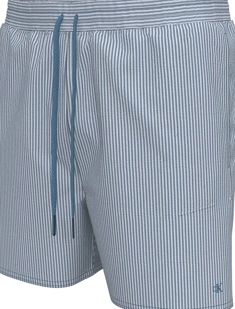 Medium Drawstring Seersucker Badeshorts, Liberty Blue/White, XXL