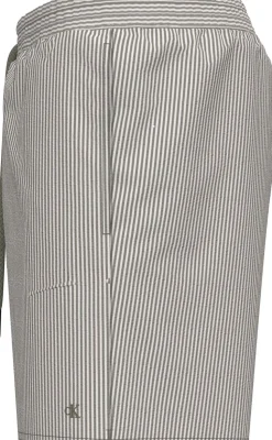 Medium Drawstring Seersucker Badeshorts, Deep Lichen Green/White, XXL