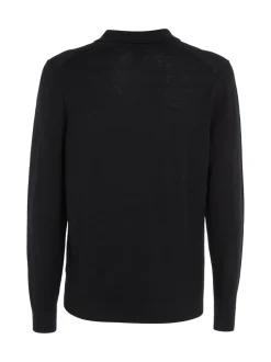 Merino Polo Pullover, Sort, XL