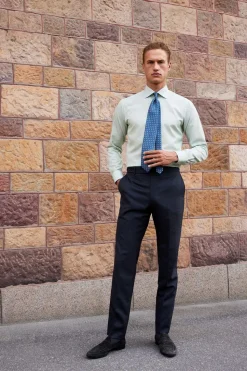 Micro Print Signature Poplin Slim Fit Skjorte, Light Green, 44