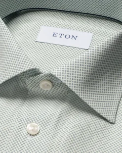 Micro Print Signature Poplin Slim Fit Skjorte, Light Green, 44