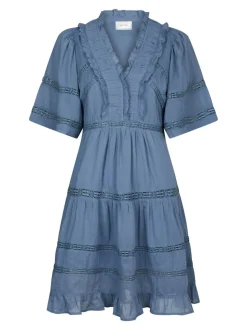 Milene S Voile Kjole, Smoke Blue, 40