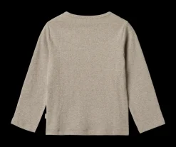 Milo Langærmet Rib T-shirt, Gravel Melange, 128 cm