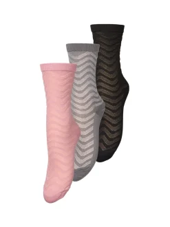 Mina Glitter 3-pak Strømper, Black/Gray/Pink, 39/41