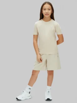 Mini Badge Shorts, Oatmeal, 164 cm