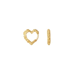 Mini Heart Crush Hoops, Gold Plated