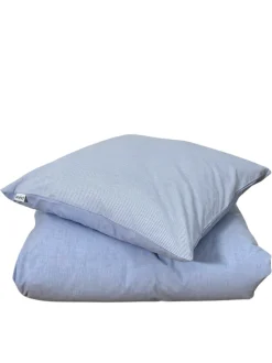 Mini Stripe Patchwork Sengelinned, Blue, 140x220 cm