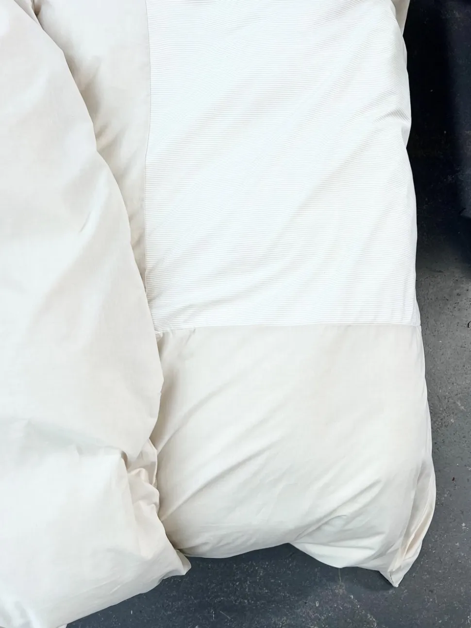 Mini Stripe Patchwork Sengelinned, Sand, 140x220 cm